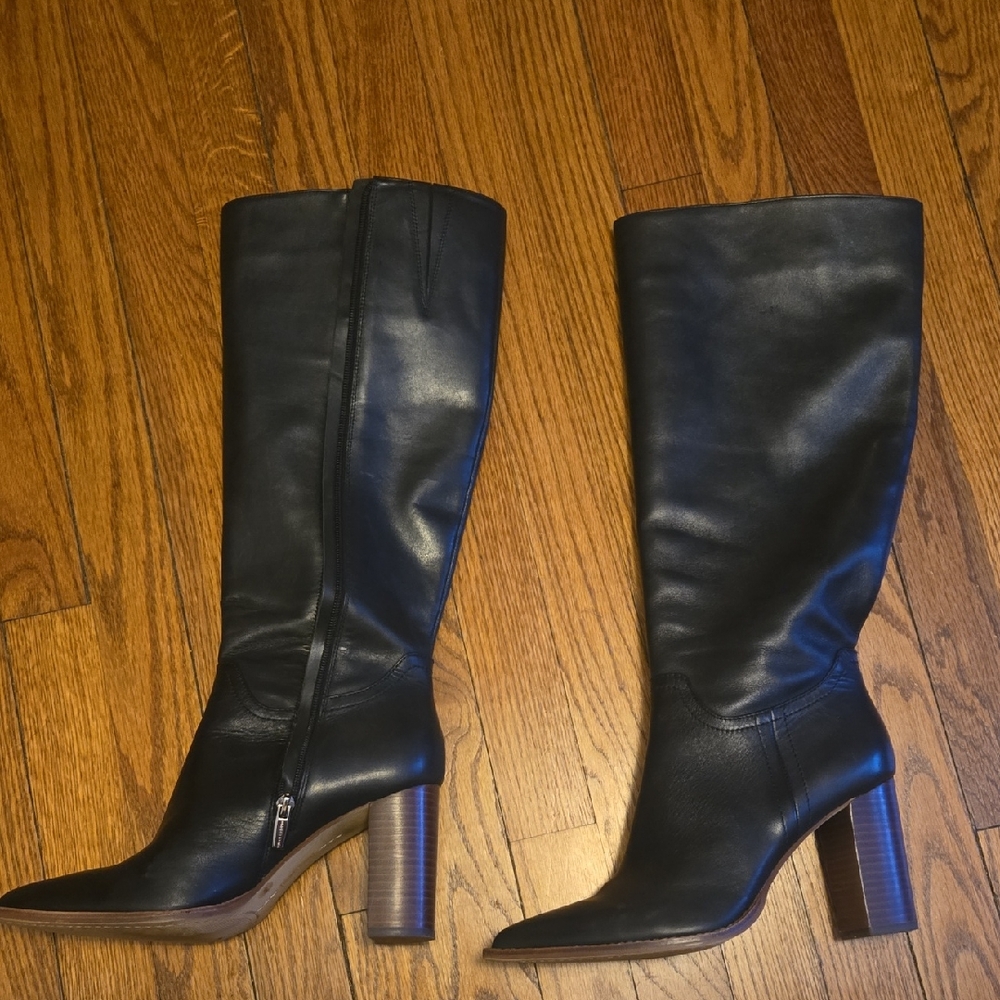 Vince Camuto Black Leather Knee-High Boots
